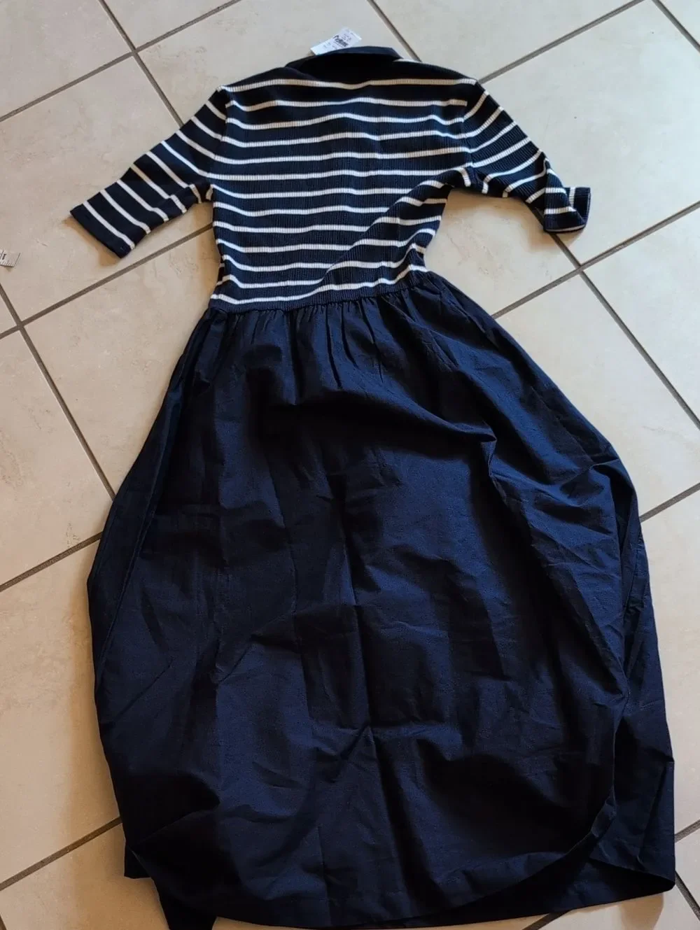 NWT J. Crew Striped collared knit Midi dress Navy Blue White XSP
